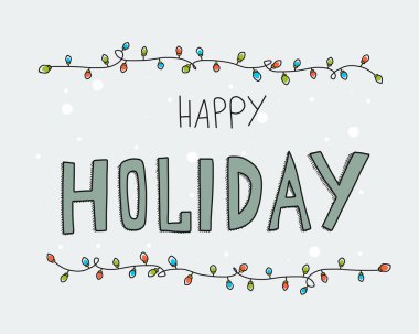 Mutlu bayramlar ve renkli parti hafif karalama tarzı vektör illüstrasyonu 