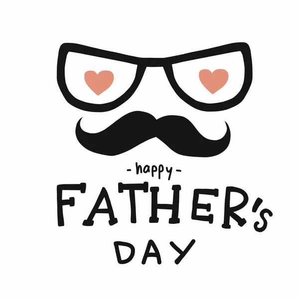 Happy Father Day Word Hat Mustache Vector Illustration — Stock Vector