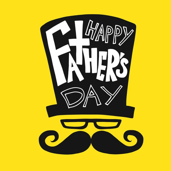 Happy Father Day Word Hat Mustache Vector Illustration — Stock Vector