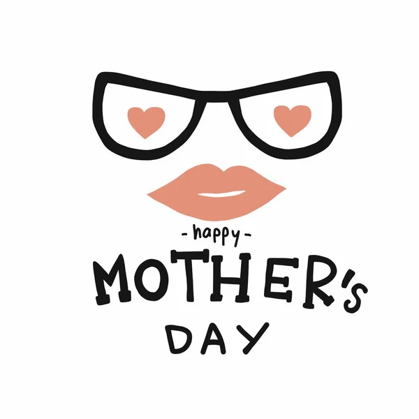 Happy Mother Day Word Hat Mustache Vector Illustration — Stock Vector