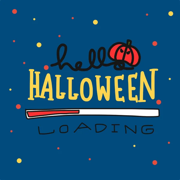 Joyeux Halloween Mot Chargement Citrouille Doodle Vecteur Illustration — Image vectorielle