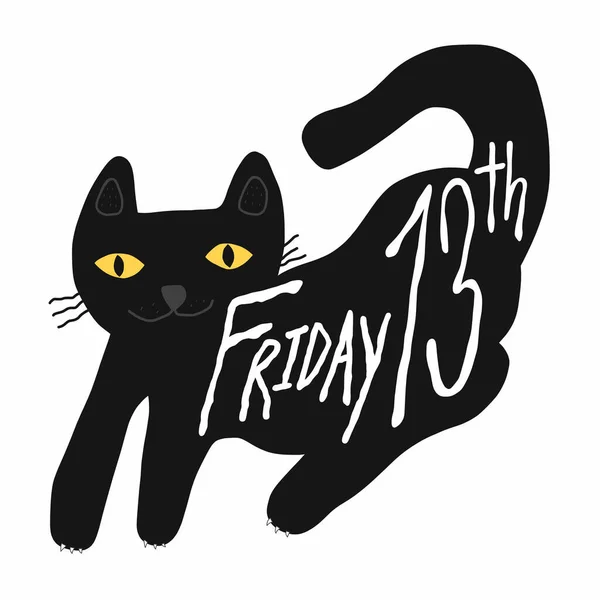 Freitag Schwarze Katze Cartoon Vektor Illustration — Stockvektor