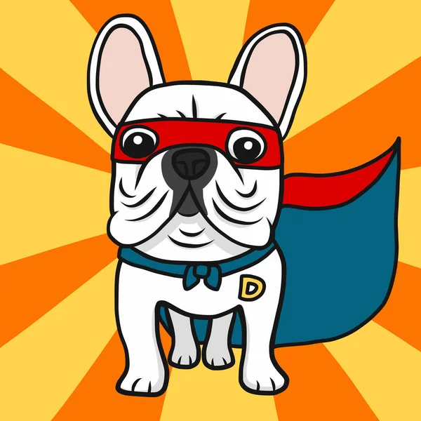 Super French Bulldog Cartoon Vector Illustration Doodle Style — Stock Vector