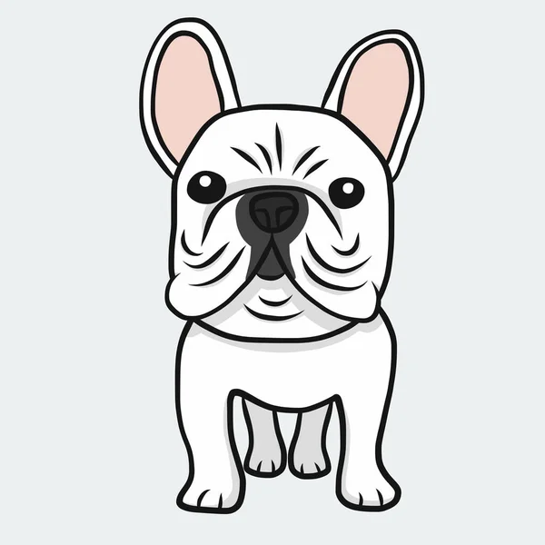 Francese Bulldog Ritratto Cartone Animato Doodle Vettoriale Illustrazione — Vettoriale Stock
