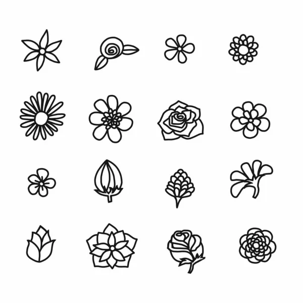 Квітковий Мультфільм Векторні Ілюстрації Каракулів Стиль — стоковий вектор