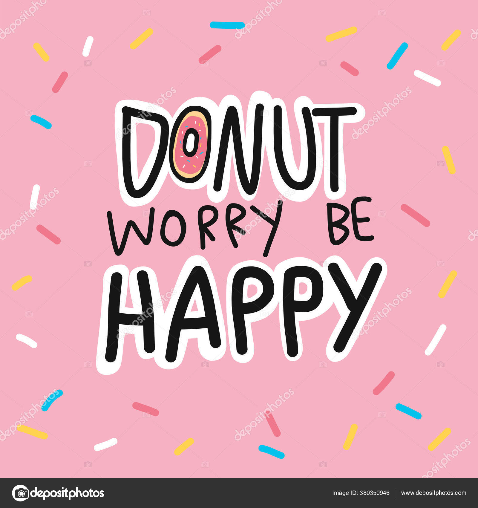 Square Single Coaster Donut Worry Be Happy Quote Motivation  #15512