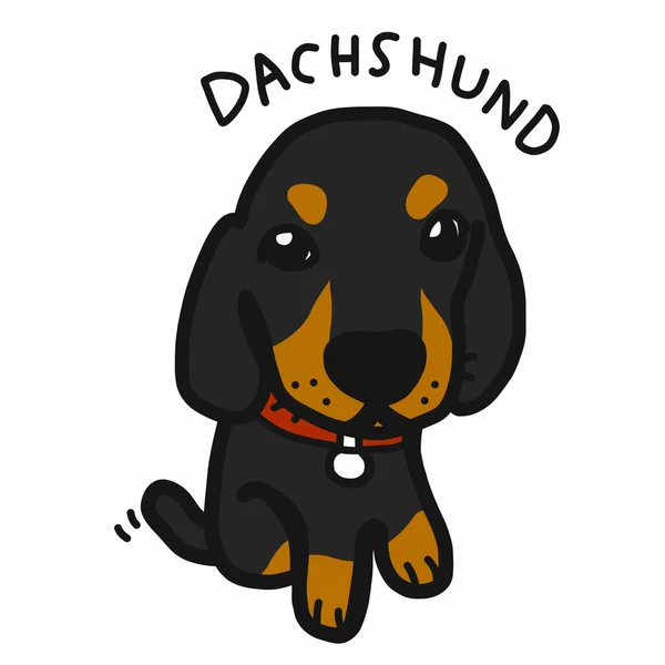 Dachshund Σκυλί Κινουμένων Σχεδίων Doodle Στυλ — Διανυσματικό Αρχείο
