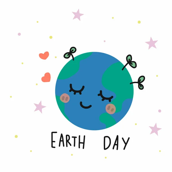 Earth Day Cartoon Vektor Illustration Doodle Stil — Stockvektor