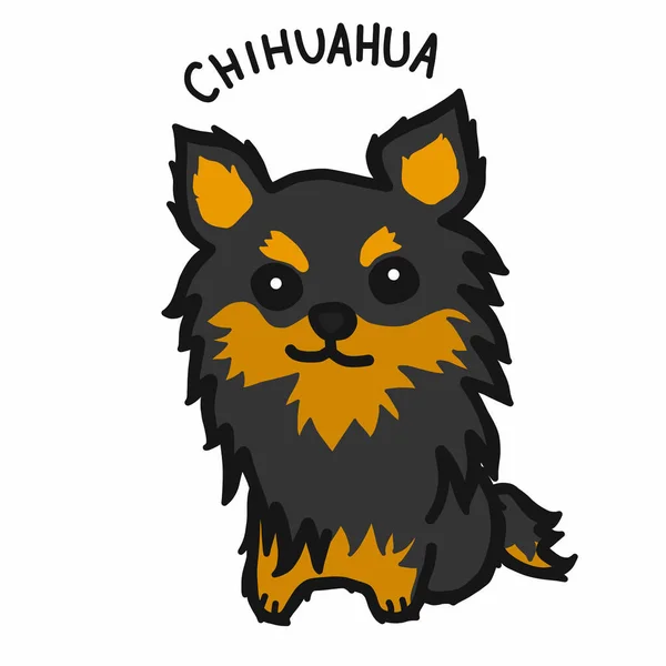 Chihuahua Hond Cartoon Doodle Stijl — Stockvector