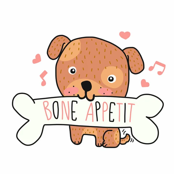 Bone Appetit Moyenne Profiter Votre Repas Anglais Dessin Animé Mignon — Image vectorielle