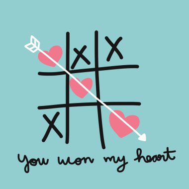 Kalp xo tic-tac-toe oyun vektör illüstrasyon pastel ton