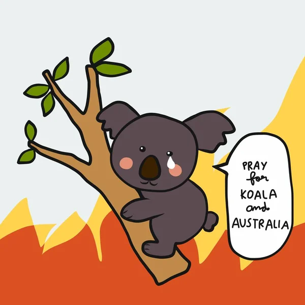 Berdoalah Untuk Gambar Vektor Kartun Koala Dan Australia Stok Vektor C Amysachar 384780512