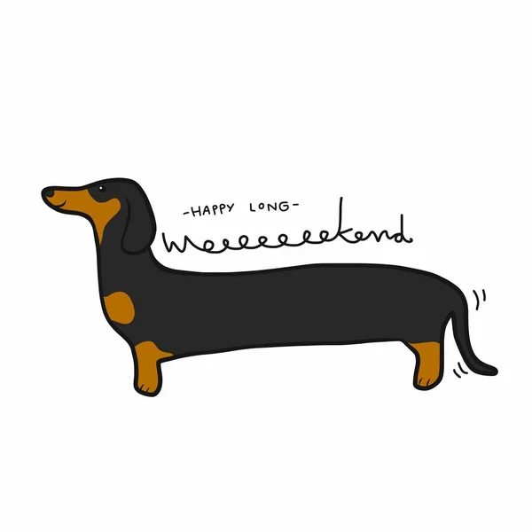 Tener Fin Semana Largo Dachshund Ilustración Vector Dibujos Animados Estilo — Vector de stock