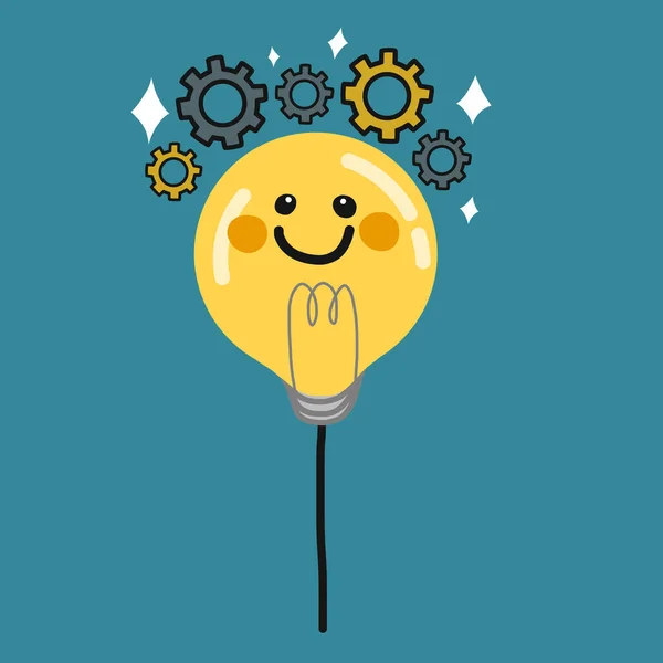 Lamp Glimlach Gezicht Ballon Versnellingen Vector Illustratie Business Concept — Stockvector