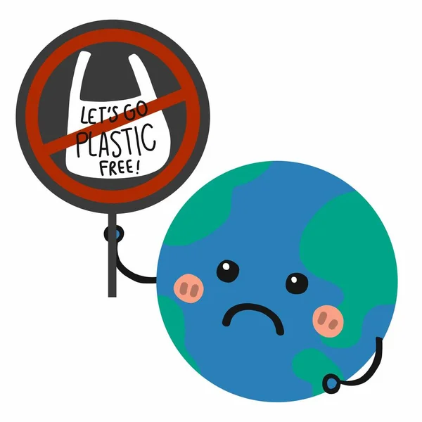 Más Ilustración Vectores Dibujos Animados Plástico Triste Tierra — Vector de stock