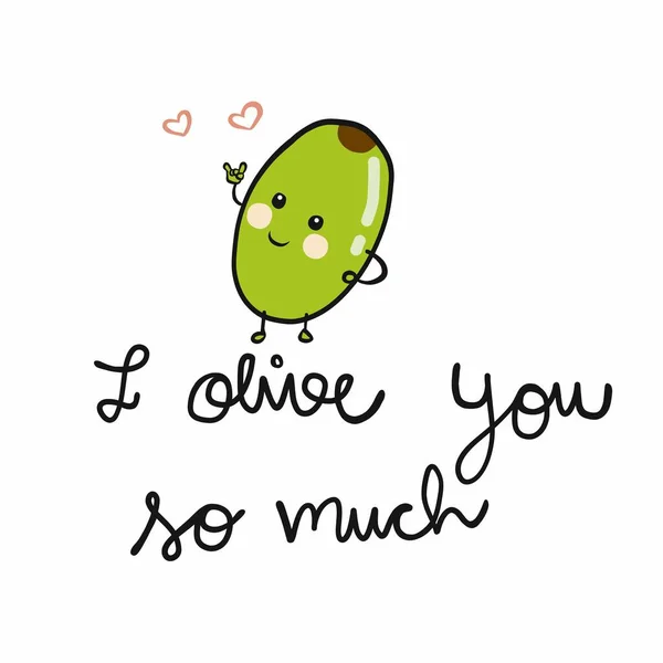 Olive Tellement Mignon Dessin Animé Vecteur Illustration Style Doodle — Image vectorielle