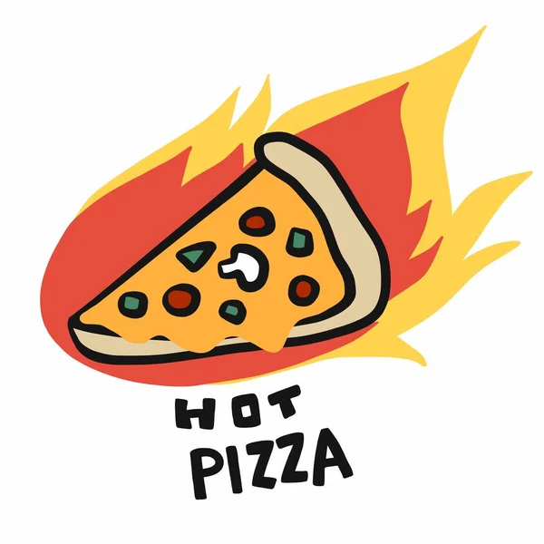 Pizza Italiana Caliente Fuego Logo Vector Ilustración — Vector de stock