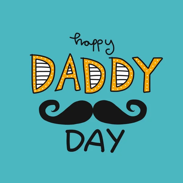 Feliz Dia Papai Palavra Bigode Vetor Ilustração — Vetor de Stock