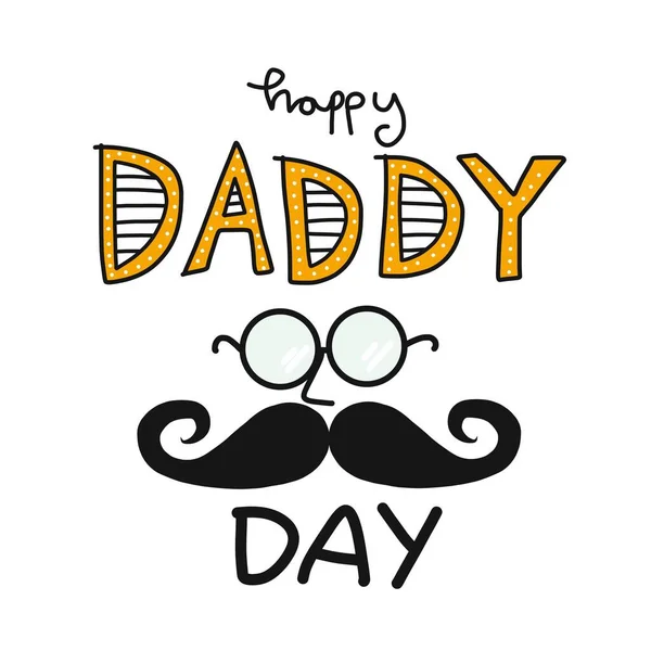 Happy Daddy Day Word Mustache Vector Illustration — Stock Vector