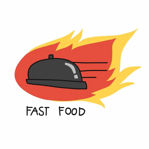 Fast Food Obsługujących Logo Ognia Wektor Kreskówki Ilustracji — Wektor stockowy
