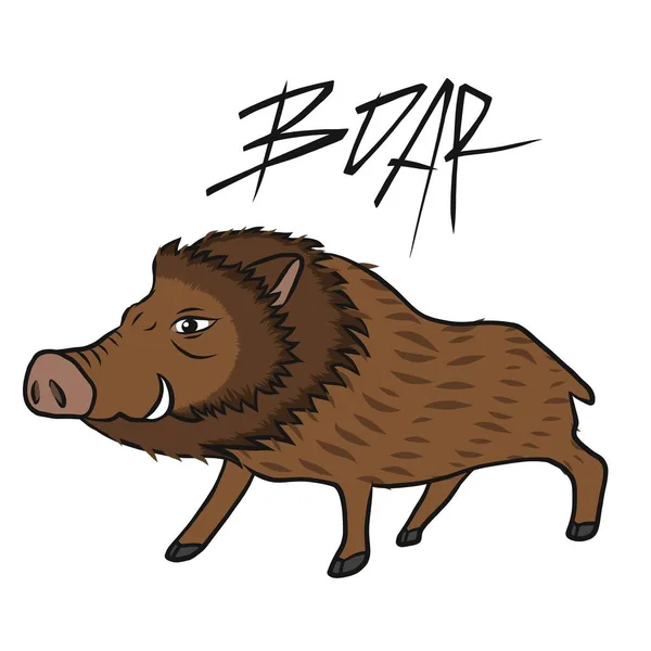 Illustration Vectorielle Dessin Animé Porc Sauvage Sanglier — Image vectorielle