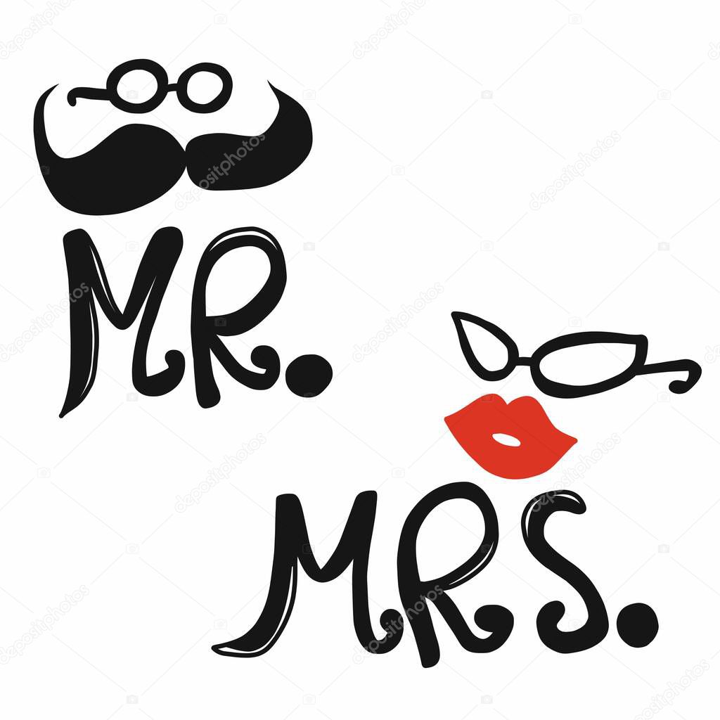 Mr. and Mrs. icon vector illustration