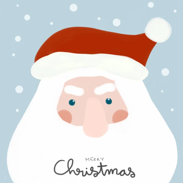 Santa Claus Face Cartoon Watercolour Painting Illustration — Stock Photo, Image
