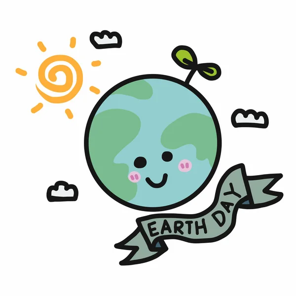 Earth Day Cartoon Vector Illustration Doodle Style — Stock Vector