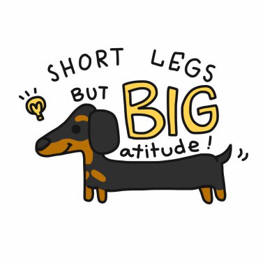 Kısa bacaklar ama büyük davranış dachshund köpek çizgi film vektör illüstrasyonu