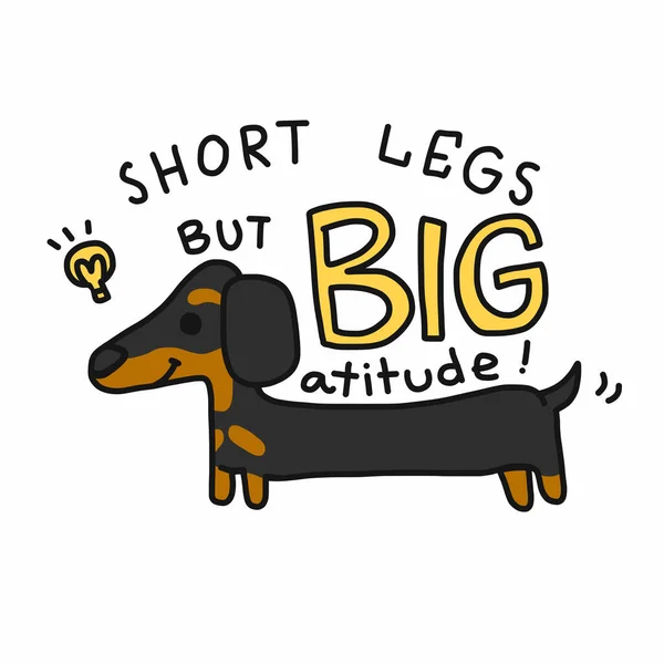 Pernas Curtas Mas Grande Atitude Dachshund Cão Cartoon Vetor Ilustração — Vetor de Stock