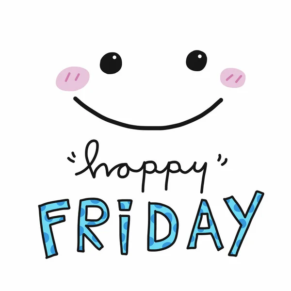 Hello Friday Word Cute Smile Face Vector Illustration — Stock Vector