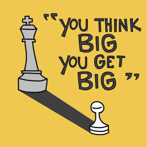 You Think Big You Get Big Word Chess Cartoon Vector — Stock Vector