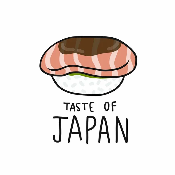 Salmón Sushi Sabor Japón Ilustración Vector Dibujos Animados — Vector de stock