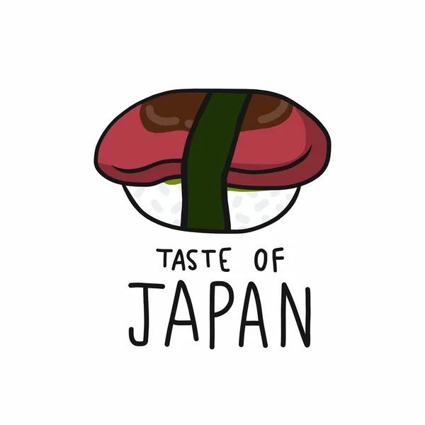 Maguro Atún Sushi Sabor Japón Ilustración Vector Dibujos Animados — Vector de stock