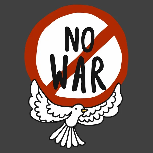戦争ロゴやかわいい白い鳩の漫画のイラストはありません — ストックベクタ