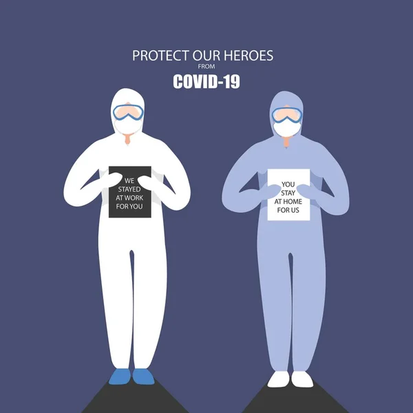 Προστατέψτε Τους Ήρωες Μας Doter Φορούν Πανί Προστασίας Από Covid — Διανυσματικό Αρχείο