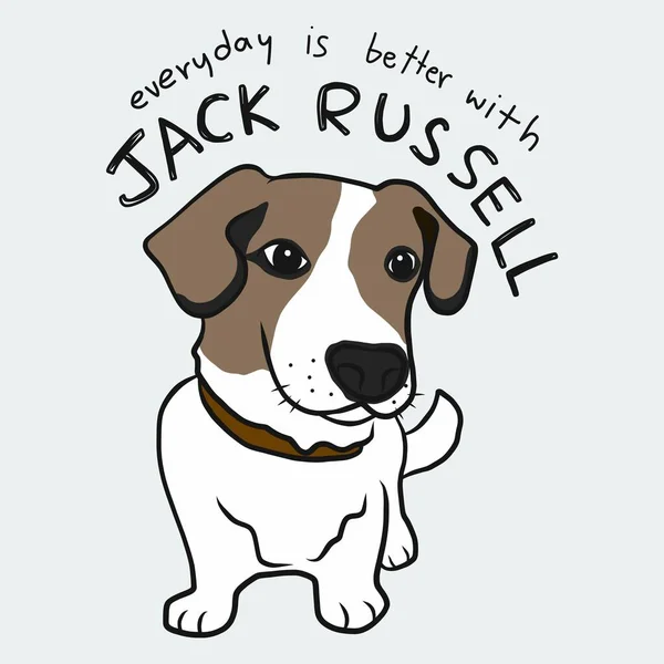 Elke Dag Beter Met Jack Russell Cartoon Vector Illustratie — Stockvector