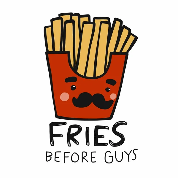 Papas Fritas Antes Chicos Ilustración Vector Dibujos Animados — Archivo Imágenes Vectoriales