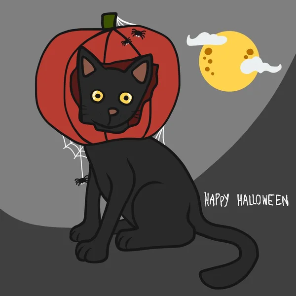 Conceito de halloween ilustração de desenho animado vívido de gato preto  assustador para sites armazena artigos livros jogos aplicativos imagem  detalhada vibrante