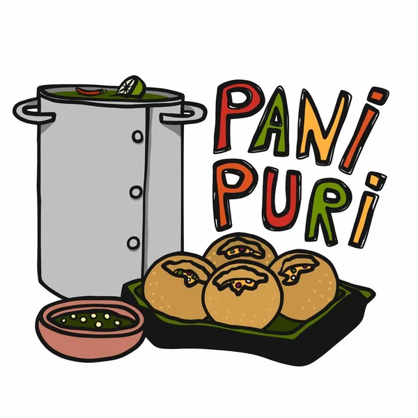 Pani Puri Indisches Essen Zeichentrickvektorillustration — Stockvektor