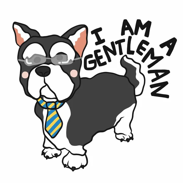 Gentleman Terrier Hund Trägt Krawatte Und Brille Cartoon Vektor Illustration — Stockvektor