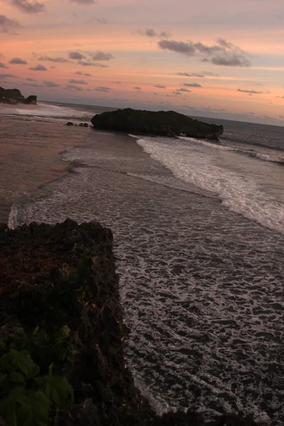 Sonnenuntergang Sadranan Beach Yogyakarta Indonesien — Stockfoto