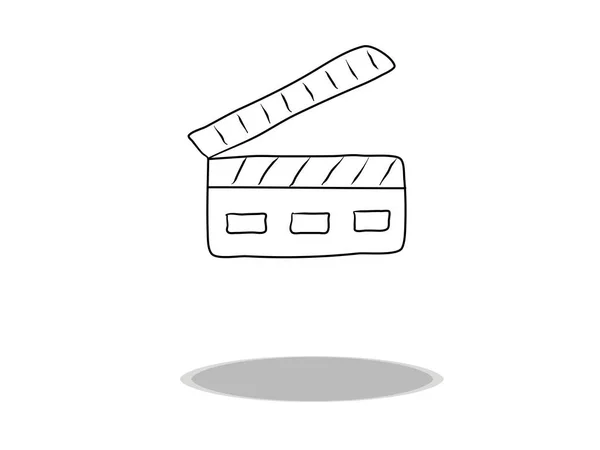 Clapperboard Ikon Platt Design Handritning Illustrationsfilm Symbolkontur — Stock vektor