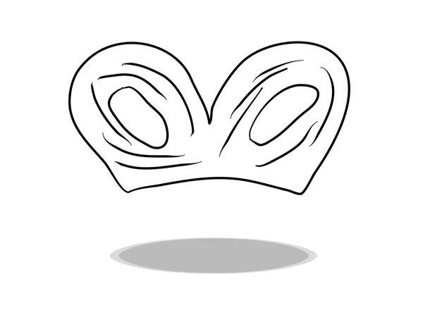 Maskensymbol Flaches Design Handzeichnung Illustration Karneval Kontur Des Symbols — Stockvektor