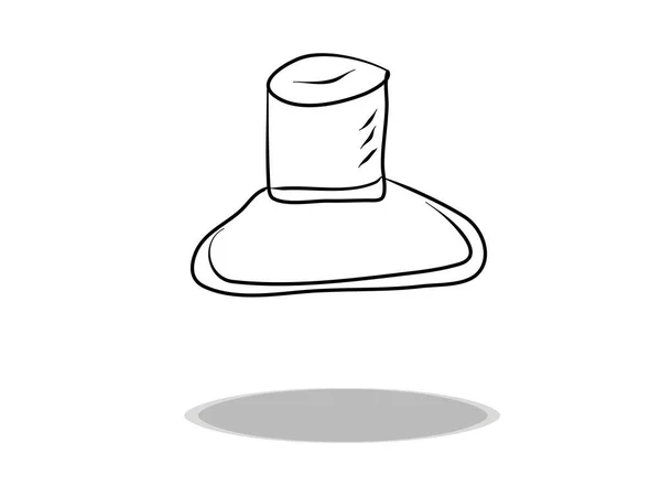 Icono Del Sombrero Diseño Plano Dibujo Mano Ilustración Tocado Contorno — Vector de stock