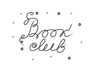 Kitap kulübü el yazısı metin yazması. Modern el yazısı çizimi. Kelime illüstrasyonu 