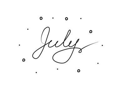 Temmuz el yazısıyla yazılmış bir yazı. Modern el yazısı çizimi. Sözcük vektörü illüstrasyonu