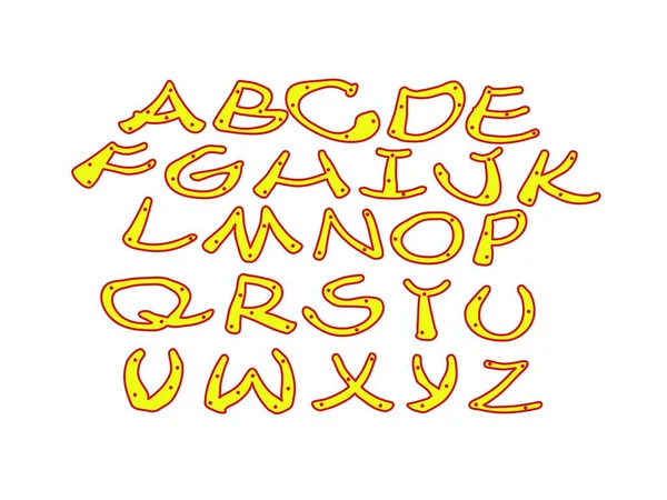 Lateinisches Alphabet Für Kinder Lustige Gelbe Illustration Mit Buchstaben Roten — Stockvektor