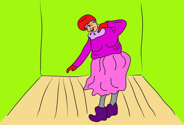 Концепція Активного Способу Життя Бабуся Танцює Стара Жінка Танець Ілюстрація — стоковий вектор