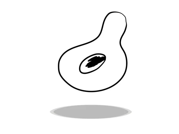 Avocado Icon Flat Design Hand Drawing Illustration Fruit Contour Symbol — Stock Vector